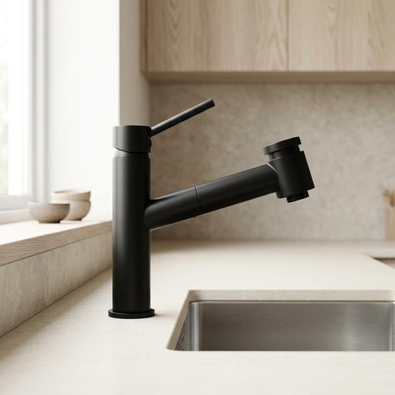 Aquanello Voss Keukenmengkraan Zwart met Uittrekbare Uitloop en Sproeifunctie BL-7200-VS